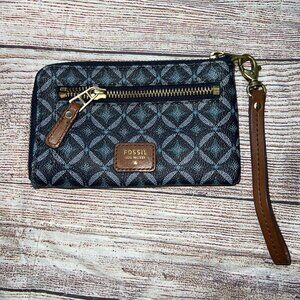Fossil Sydney Wristlet Blue Patterned